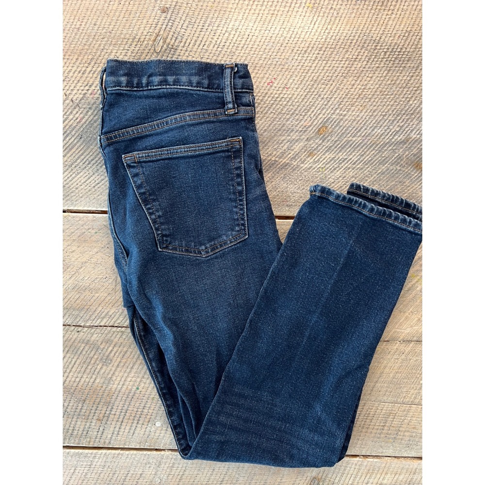 Gap Straight Jeans Mens 28x30 Dark Tinted Blue Excellent 497121-00 Stretch Denim